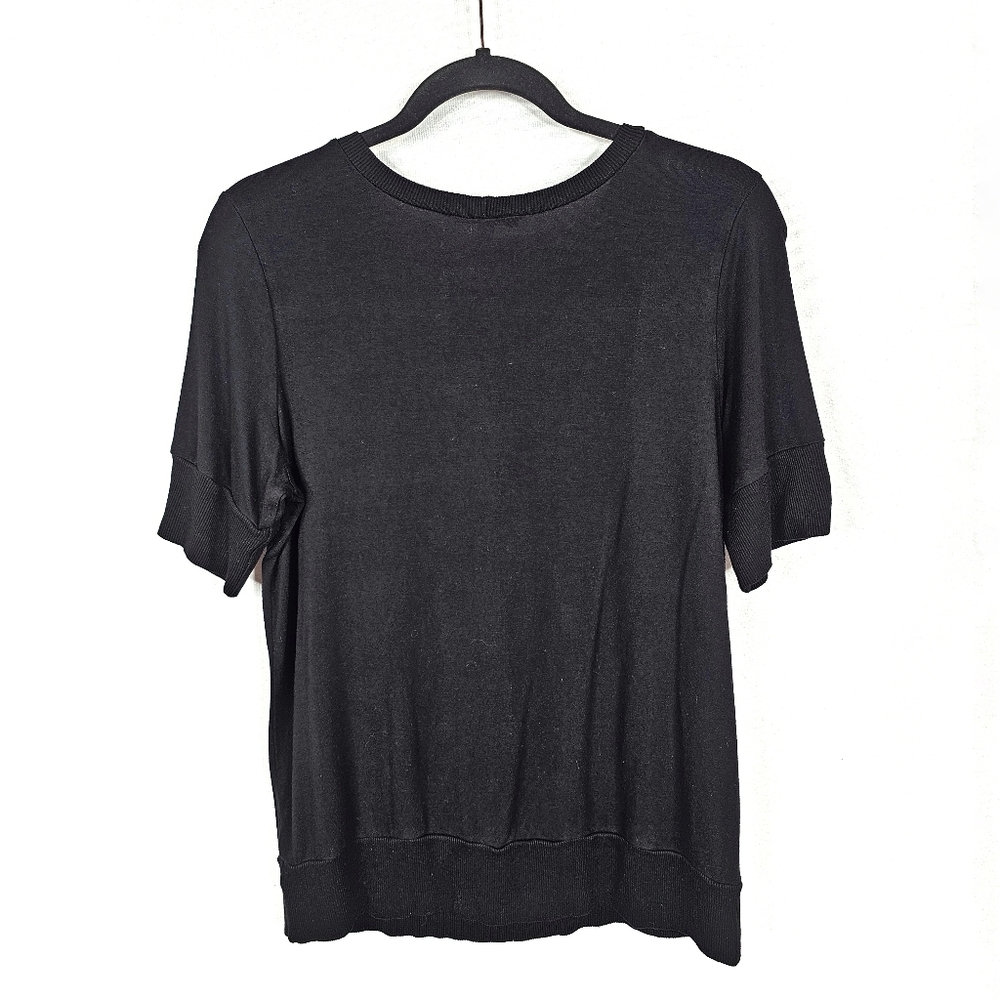 Universal Standard Aimee Liquid Jersey Rib Hem Tee - Black - Picture 3 of 7